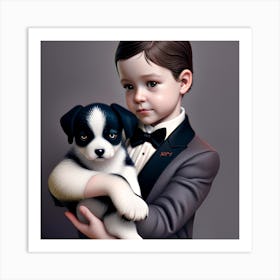 A boy and his dog Art Print