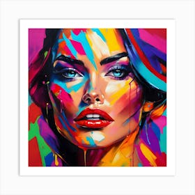 Sdxl 09 A Painting Of A Woman With Bright Colors On Her Face N 2 Upscaled Upscaled Art Print