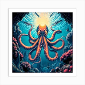 Octopus Color Illustration 1 Art Print