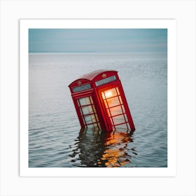 Telephone Box In Water Art Print