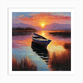 Sunset Boat Art Print