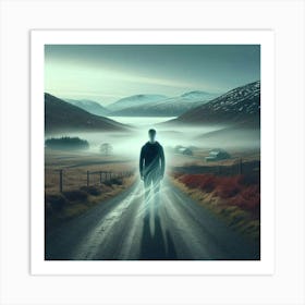 Man Walking Down A Road 1 Art Print