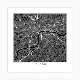 London Black And White Map Square Art Print