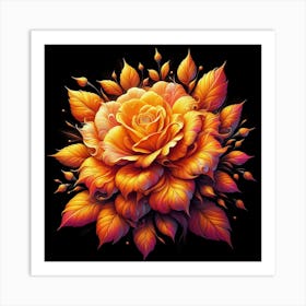 Orange Rose Art Print