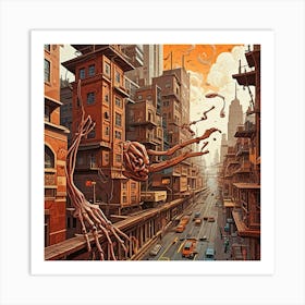 Abstract Steampunk Cubism Style Art Print