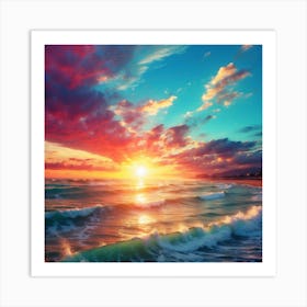 Sunset At The Beach Art Print