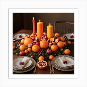 Christmas Table Setting Art Print