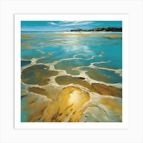 Swirls of Golden Sand in the Sky Blue Sea Art Print