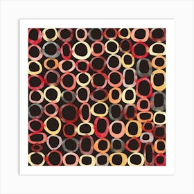 Abstract Warm Watercolor Circles in the Dark Art Print