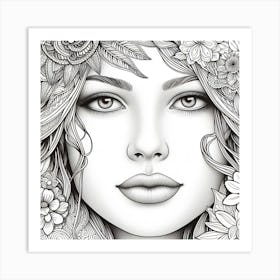 Young Lady Colouring 2 Art Print