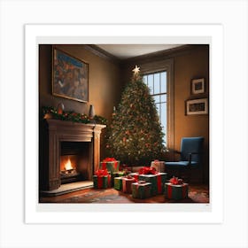 Christmas Presents Under Christmas Tree At Home Next To Fireplace By Jacob Lawrence And Francis Pic (8) Art Print