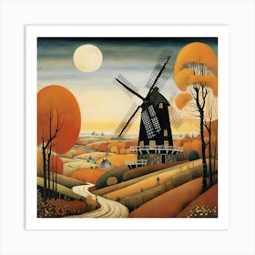 Windmill In Autumn Art Print