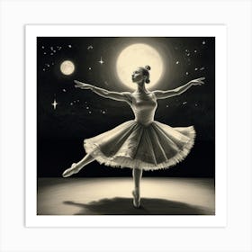 Ballerina In The Moonlight Art Print