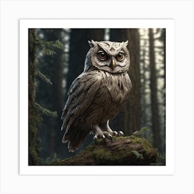 Owl In The Forest 130 Art Print