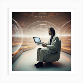 Man Using A Laptop Art Print