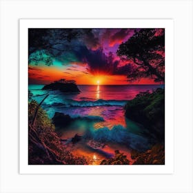 Sunset Over The Ocean Art Print