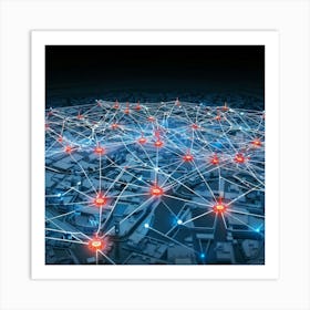 A Digital Render Of An Intricate Network Of Vectors Representing The Thoroughfare Of Transportation (3) Art Print