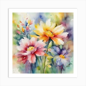 Watercolor Flowers 3 Art Print