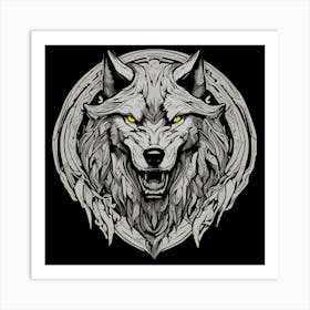 Fierce Wolf Mandala Symbol Of Strength Art Print