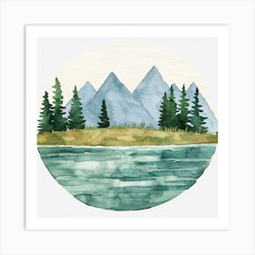 Watercolor Landscape Painting 1 Art Print