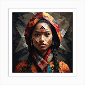 Geometric Nepalese Woman 04 Art Print