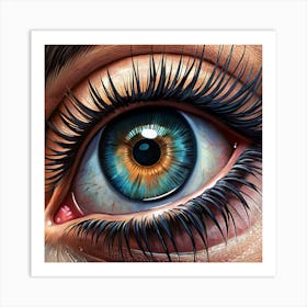 Close Up Of A Blue And Brown Eye Art Print