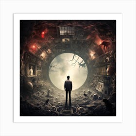 Man In A Nightmare Tunnel Art Print