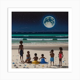 Moonlight On The Beach Art Print