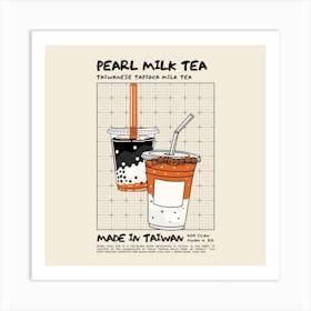 Pearl Milk Tea Square Art Print