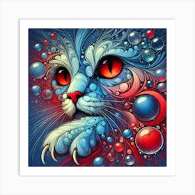 Cat With Bubbles Art Print