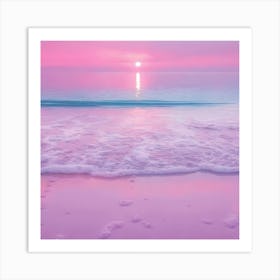 Realistic Sunset On The Beach Art Print