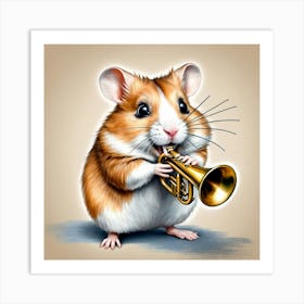 Hamster Playing A Trumpet 3 Art Print