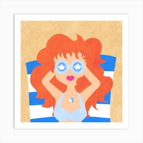 Modern beach house decoration - swimming at the beach Art Print