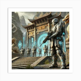 A Dramatic Scene Depicting The Guardian Protocols Art Print