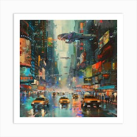 New York Futuristic City, Impressionism and Realism Art Print