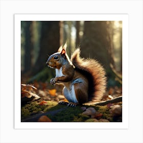 Red Squirrel In The Forest 51 Art Print