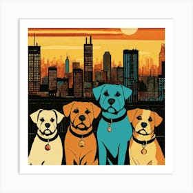 Three Dogs In The City Art Print