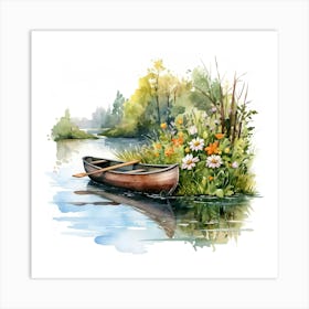 Canoe On The River Art Print