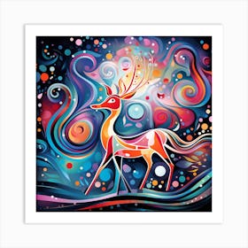 Deer On A Colorful Background Art Print