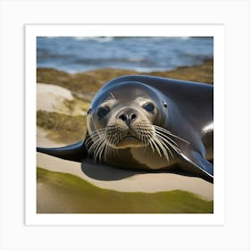 Seal Laying On The Beach Art Print