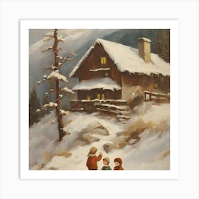 Children In The Snow 4 Art Print