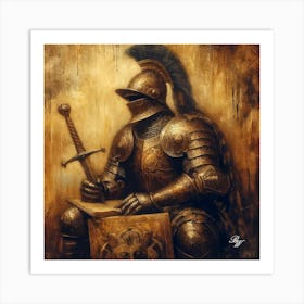Golden Knight In Full Armor Copy Art Print