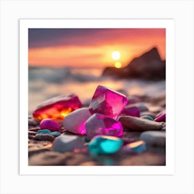 Colorful Stones On The Beach Art Print