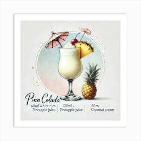 Pina Colada Cocktail Poster