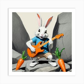 Bunny Playing Guitar Art Print