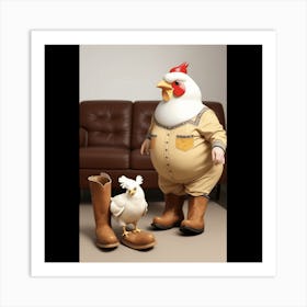 Chicken And Cowboy Art Print