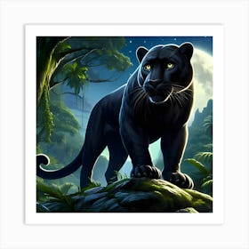 A Black Leopard Art Print