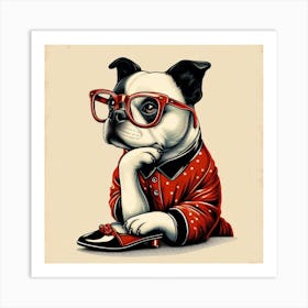 French Bulldog With Glasses Art Print