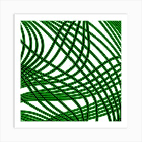 Abstract Green Wavy Lines 1 Art Print