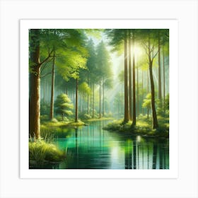 River In The Forest 1 Art Print